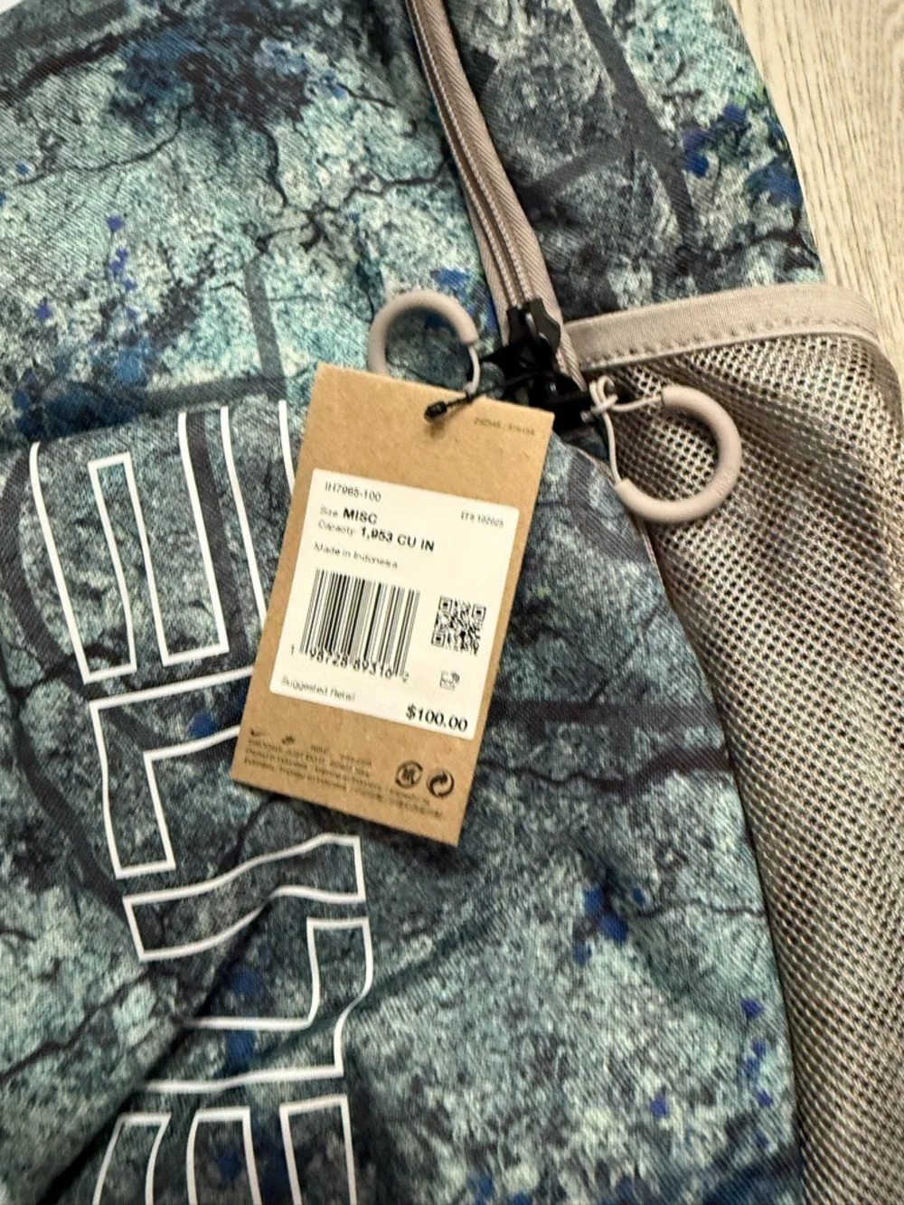 Nike Varsity Elite Printed Backpack 32L Large Gray/Blue Zip Pockets